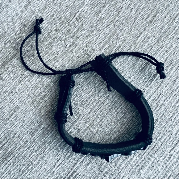 🏍️ New! Handmade Black PU Leather Vintage Motorcycle Leather Woven Bracelet - Picture 7 of 8